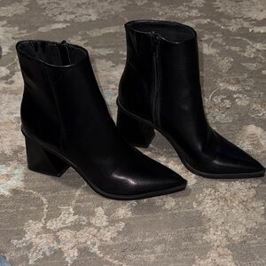 bp Black Pointed Toe Block Heel Ankle Boots NWOT
